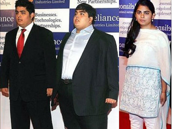 ஆகாஷ் அம்பானி, ஈஷா அம்பானி, அனந்த் ஆம்பானி