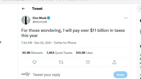  எலான் மஸ்க் டிவீட்