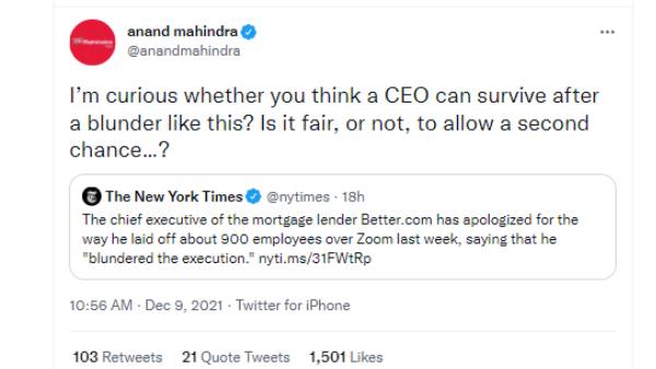 ஆனந்த் மஹிந்திராவின் கருத்து என்ன? 