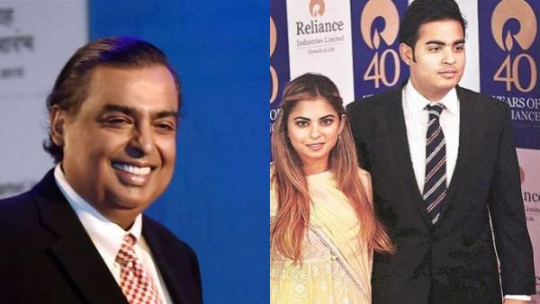  முகேஷ் அம்பானி மகனுடன் வழிபாடு