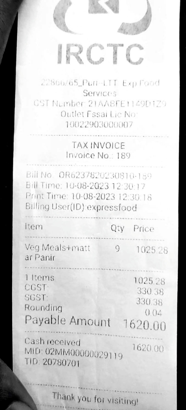 என்னது வெஜ் சாப்பாட்டுக்கு 66% ஜிஎஸ்டி வரியா.. பதறிப்போன ரயில்வே பயணி..! 