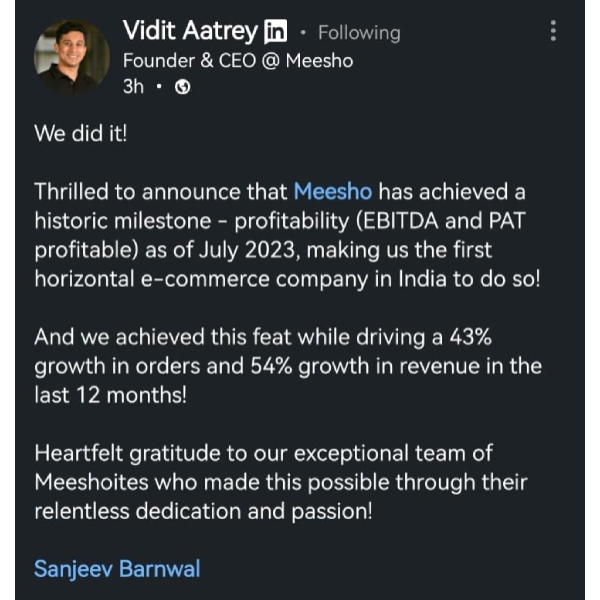 நாம சாதிச்சிட்டோம் மாறா.. அசத்திய Meesho, முதல் முறையாக..! 