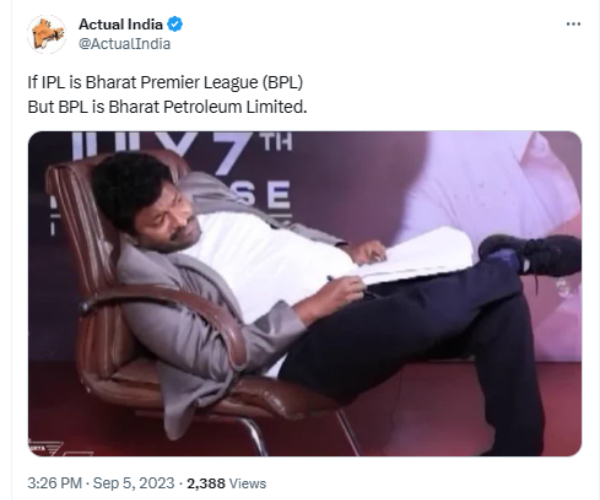 பாரத் பெயர் மாற்றம்.. மீம் போட்டு தெறிக்க விடும் நெட்டிசன்கள்..! 