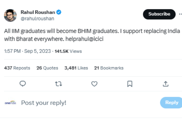 பாரத் பெயர் மாற்றம்.. மீம் போட்டு தெறிக்க விடும் நெட்டிசன்கள்..! 