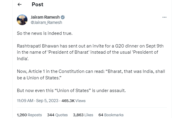  இந்தியாவின் பெயர் மாறுகிறதா..? Bharat, REPUBLIC OF BHARAT.. டிவிட்டரில் அனல் பறக்கிறது..!