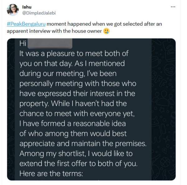 பெங்களூர்: வாடகை வீடு தேடி வந்தவருக்கு ஆஃபர் லெட்டர் கொடுத்த ஓனர்! அடேங்கப்பா இது லிஸ்ட்லேயே இல்லையே