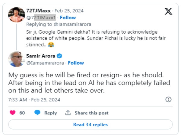 முதல்ல சுந்தர் பிச்சையை டிஸ்மிஸ் செய்யணும்.. சமீர் அரோரா டிவீட்டால் அதிர்ச்சி..!! 