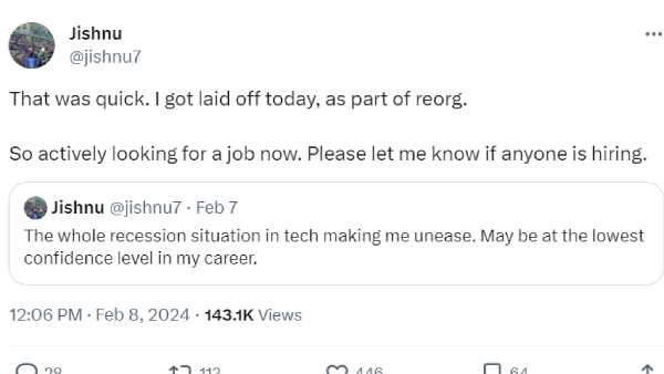 பெங்களூர் டெக் ஊழியர் கதறல்.. டிவிட்டரில் பதிவிட்ட 24 மணிநேரத்தில் வேலை காலி..! 