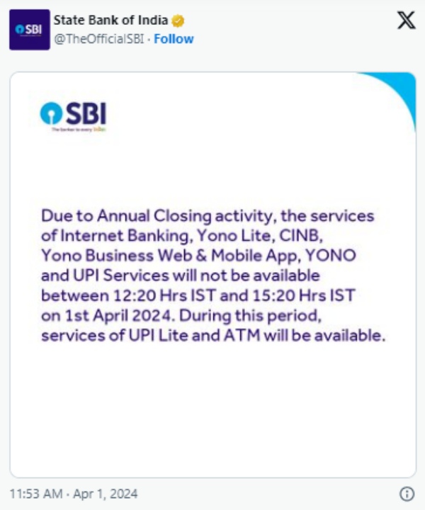 SBI வங்கி சேவை முடங்கியது.. வெளியான முக்கிய அறிவிப்பு..! 