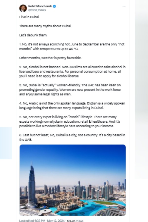 துபாய் பற்றி தப்பு தப்பா நினைச்சிட்டு இருக்கீங்க! அங்கே லைஃப் எப்படி இருக்கும் தெரியுமா? தீயாக பதிவு