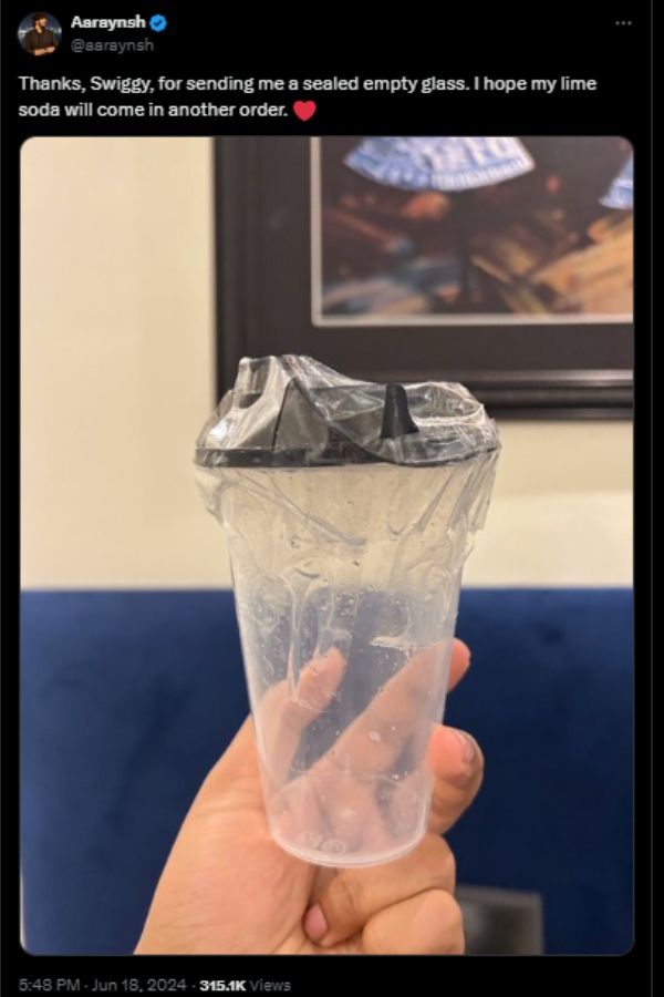 கிளாஸ் இங்க இருக்கு.. சோடா எங்க..? swiggy-க்கு தலைசுற்ற வைத்த ட்வீட்..!! 