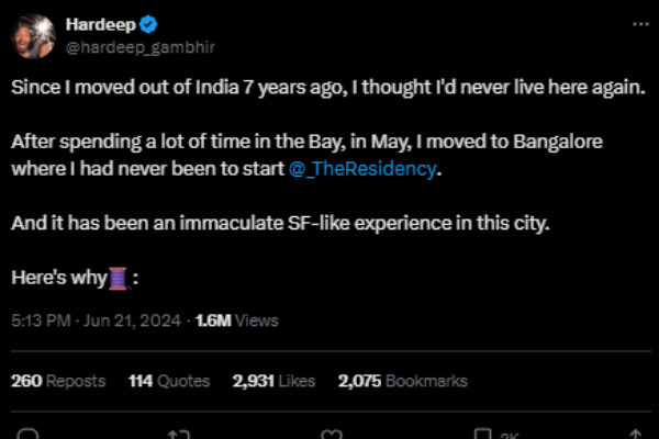பெங்களூர் HSR லேவுட்-ம் சான் பிரான்சிஸ்கோ ஹேய்ஸ் வேலியும் ஓன்னு.. டிவிட்டரில் டிரெண்டாகும் பதிவு..!!