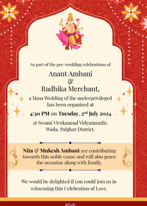 ஏழை ஜோடிகளுக்கு பிரம்மாண்டமாக திருமணம் செய்துவைக்கும் அம்பானி குடும்பம்..!! 