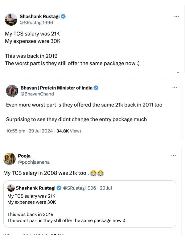  TCS: 2008-ல் கொடுத்த அதே ரூ.21,000 சம்பளம் தான் இப்பவும்.. ஒரேயொரு பதிவு.. கதறும் ஐடி ஊழியர்கள்..!!