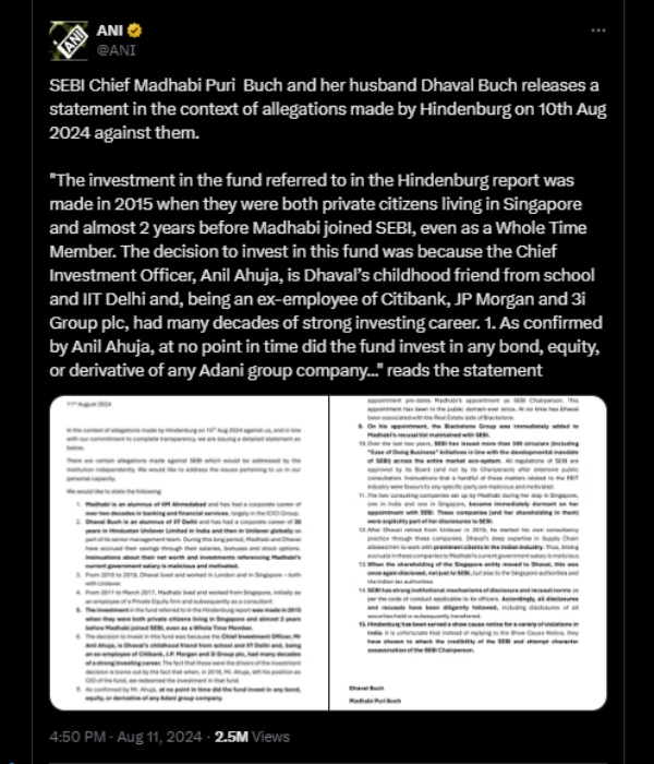 செபி தலைவர் மாதபி புச்-க்கு மீண்டும் பதிலடி கொடுத்த ஹிண்டன்பர்க்.. டிவிட்டரில் அனல் பறக்குது..!! 