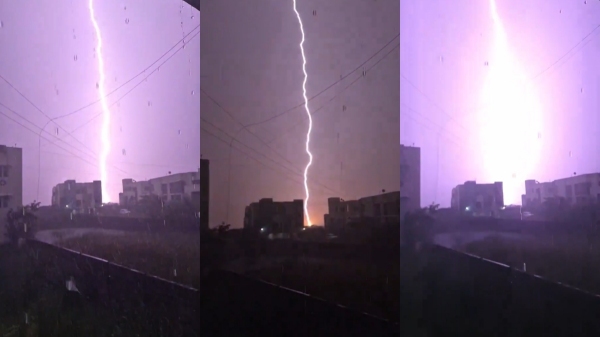 சோழிங்கநல்லூர் மக்களை நடுநடுங்க வைத்த இடி.. வீடியோ பார்க்கவே பயமா இருக்குப்பா..!! 