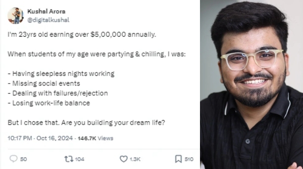  23 வயதில் ரூ. 4,20,35,350 வருமானம்.. கனவு வாழ்க்கையை அடைய இளைஞர் செய்த தியாகம்.. வெளியான ட்வீட்!