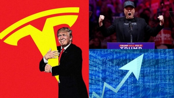 எலான் மஸ்கிற்கு அடித்த லக்.. ட்ரம்ப் வெற்றியால் டெஸ்லா பங்குகள் 12% உயர்வு..!!