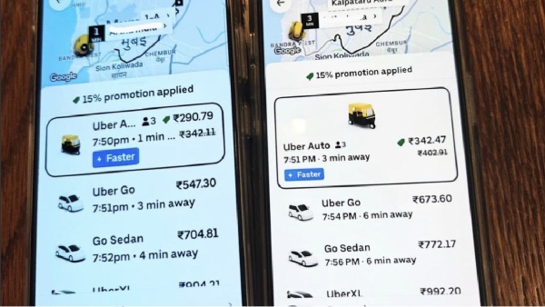 ஒரே பிக்கப் பாய்ண்ட், ஒரே நேரம் இருந்தும் 2 ஃபோன்களில் வெவ்வேறு கட்டணம்.. உபர் ஆப்-ல் சர்ச்சை!