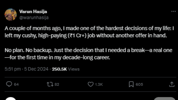 ரூ.1 கோடி சம்பளம் தரும் வேலையை உதறித் தள்ளிய பெங்களூர் டெக்கி.. காரணத்தை கேட்டா ஆச்சரியப்படுவீங்க! ரூ.1 கோடி சம்பளம் தரும் வேலையை உதறித் தள்ளிய பெங்களூர் டெக்கி.. காரணத்தை கேட்டா ஆச்சரியப்படுவீங்க!