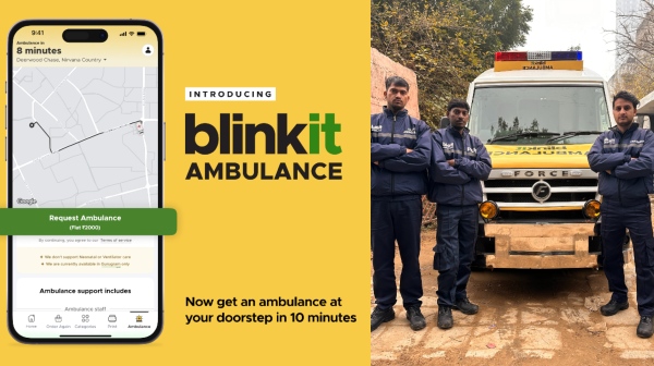  10 நிமிடங்களில் ஆம்புலன்ஸ்! பிளிங்கிட் நிறுவனத்தின் புதிய சேவை! உருக்கமாக பதிவிட்ட CEO!