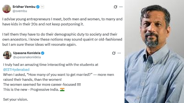 20களிலேயே திருமணம் , குழந்தை அவசியமா? - ராம்சரண் மனைவி உபாசனாவின் பதிவுக்கு ஸ்ரீதர் வேம்பு பதில்!!