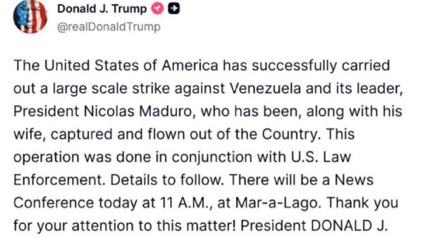 கொளுத்தி போட்ட டிரம்ப்: வெனிசுலா மீது அமெரிக்க ராணுவம் தாக்குதல்!! அதிபர் மதுரோ சிறைபிடிப்பு!!
