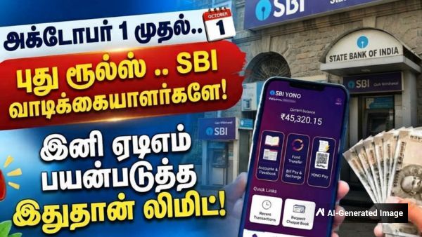 அக்டோபர் 1 முதல்.. புது ரூல்ஸ் .. SBI வாடிக்கையாளர்களே! இனி ஏடிஎம் பயன்படுத்த இதுதான் லிமிட்! அக்டோபர் 1 முதல்.. புது ரூல்ஸ் .. SBI வாடிக்கையாளர்களே! இனி ஏடிஎம் பயன்படுத்த இதுதான் லிமிட்!