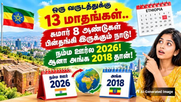 ஒரு வருடத்துக்கு 13 மாதங்கள்.. சுமார் 8 ஆண்டுகள் பின்தங்கி இருக்கும் நாடு! நம்ம ஊர்ல 2026! ஆனா அங்க 2018 தான்! ஒரு வருடத்துக்கு 13 மாதங்கள்.. சுமார் 8 ஆண்டுகள் பின்தங்கி இருக்கும் நாடு! நம்ம ஊர்ல 2026! ஆனா அங்க 2018 தான்!