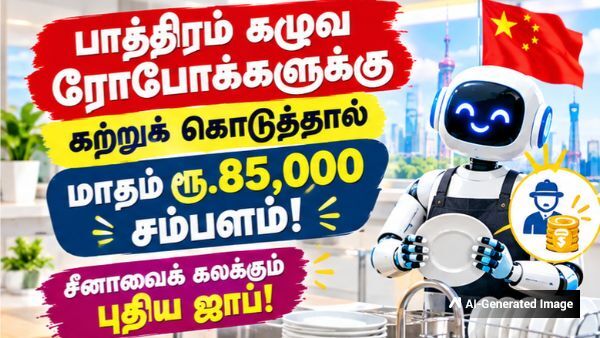 பாத்திரம் கழுவ ரோபோக்களுக்கு கற்றுக் கொடுத்தால் மாதம் ரூ.85,000 சம்பளம்! சீனாவைக் கலக்கும் புதிய ஜாப்!