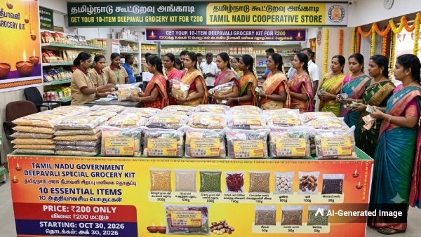 தீபாவளிக்காக தமிழக அரசின் மளிகை தொகுப்பு.. ரூ.200க்கு 10 வகை மளிகை பொருட்கள்.. எங்கு கிடைக்கும்? தீபாவளிக்காக தமிழக அரசின் மளிகை தொகுப்பு.. ரூ.200க்கு 10 வகை மளிகை பொருட்கள்.. எங்கு கிடைக்கும்?