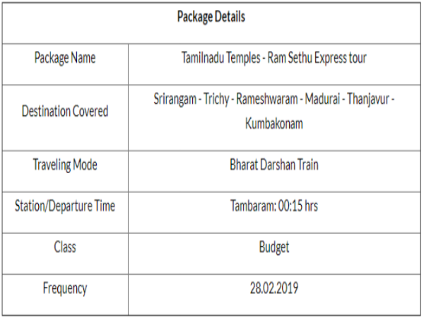 తమిళనాడు దేవాలయాల సందర్శనకు ప్రత్యేక ఆఫర్:IRCTC