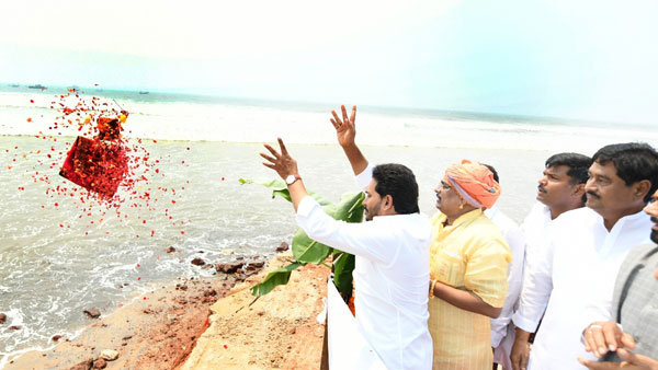 AP CM Jagan inaugarated many development projects along with Mulapeta port works in Srikakulam