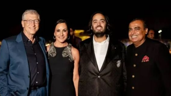 Ananth Ambani weds Radhika Merchant Microsoft cofounder Bill Gates attends pre wedding function