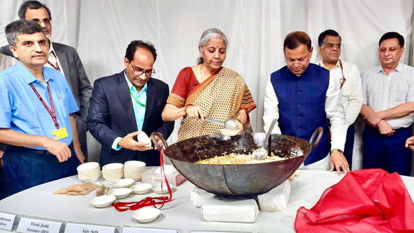 Finance Minister Nirmala Sitharaman participated in the Halwa ceremony held in Delhi on Tuesday