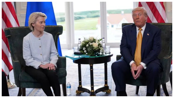 - US-Europe agreement Trade tariffs Donald Trump Ursula von der Leyen International trade Global economy Investments Energy products Defense equipment Indian businesses