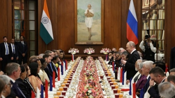 - Russia India relations Vladimir Putin India visit Putin banquet speech Delhi fairer world order Russia India cooperation India Russia strategic partnership Narendra Modi Putin meeting Rashtrapati Bhavan banquet address multipolar world order diplomacy India Russia defence ties global peace cooperation India Russia Putin calls for fair world order India Russia economic partnership geopolitical relations India Russia BRICS expansion support Indo Russia collaboration
