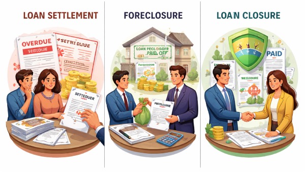 loan settlement vs foreclosure vs closure loan settlement meaning foreclosure meaning in loans loan closure meaning settlement impact on cibil score foreclosure impact on cibil loan closure effect on credit score cibil score impact loan settlement credit score after loan settlement is loan settlement bad for cibil foreclosure vs settlement difference loan repayment options India personal loan settlement cibil credit report settled status how to improve cibil after settlement loan default vs settlement bank loan settlement rules credit score India explained vs vs vs vs