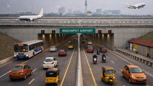 Hyderabad traffic ease Begumpet Airport runway underpass 600 meter six lane tunnel project AAI approval details Hyderabad traffic ease Begumpet Airport runway underpass 600 meter six lane tunnel project AAI approval details