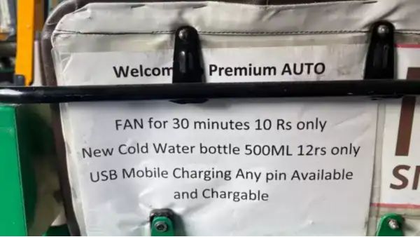 Bengaluru Auto Driver Viral Premium Service Menu Extra Charges For Fan Water Mobile Charging