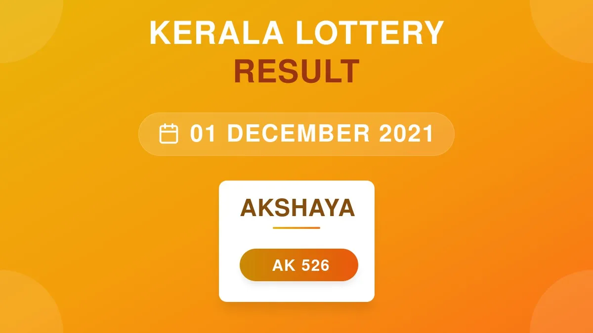 Akshaya Lottery AK-526 Draw Results (01 Dec 2021)
