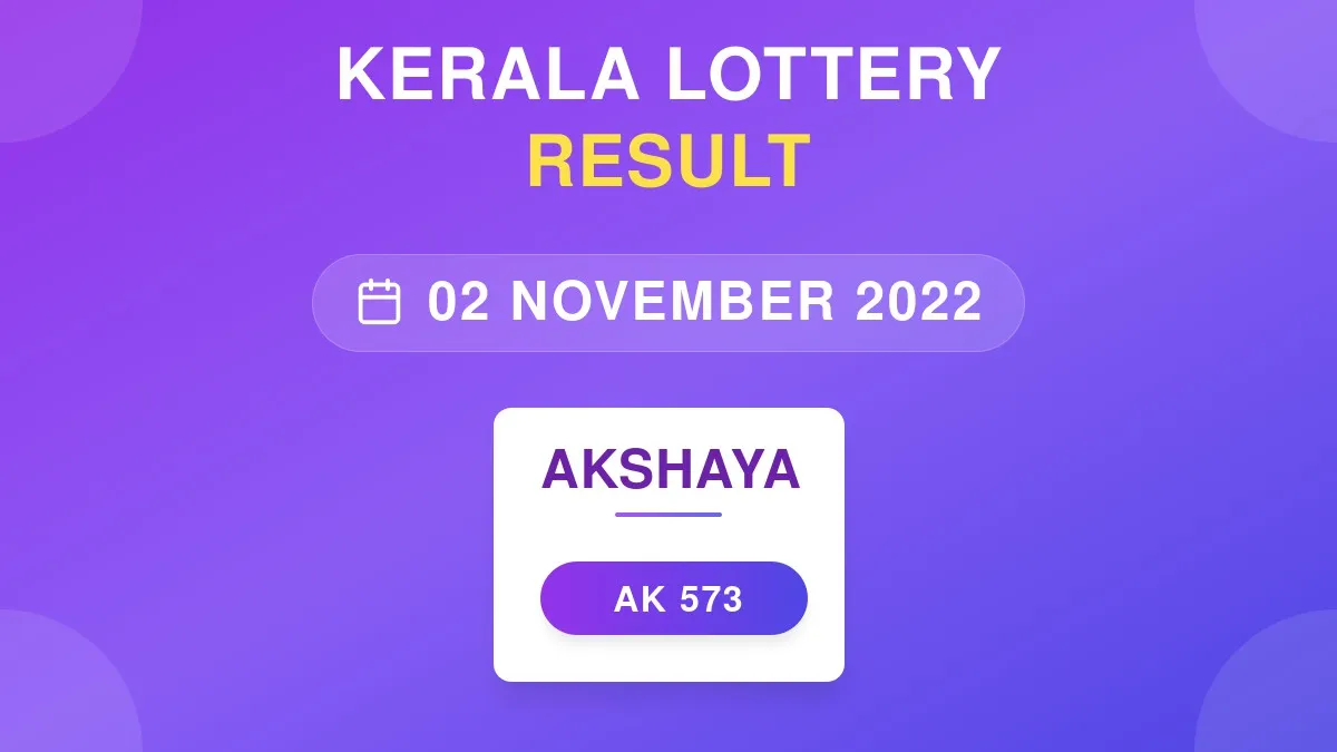Akshaya Lottery AK-573 Draw Results (02 Nov 2022)