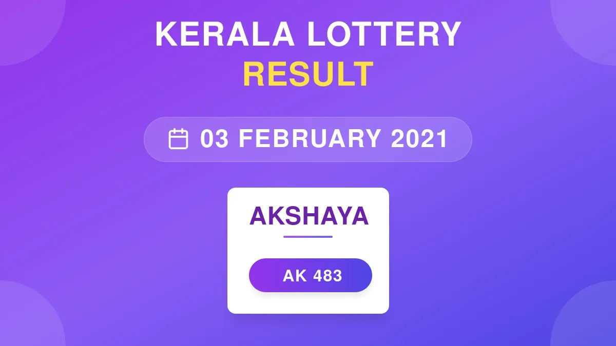 Akshaya Lottery AK-483 Draw Results (03 Feb 2021)