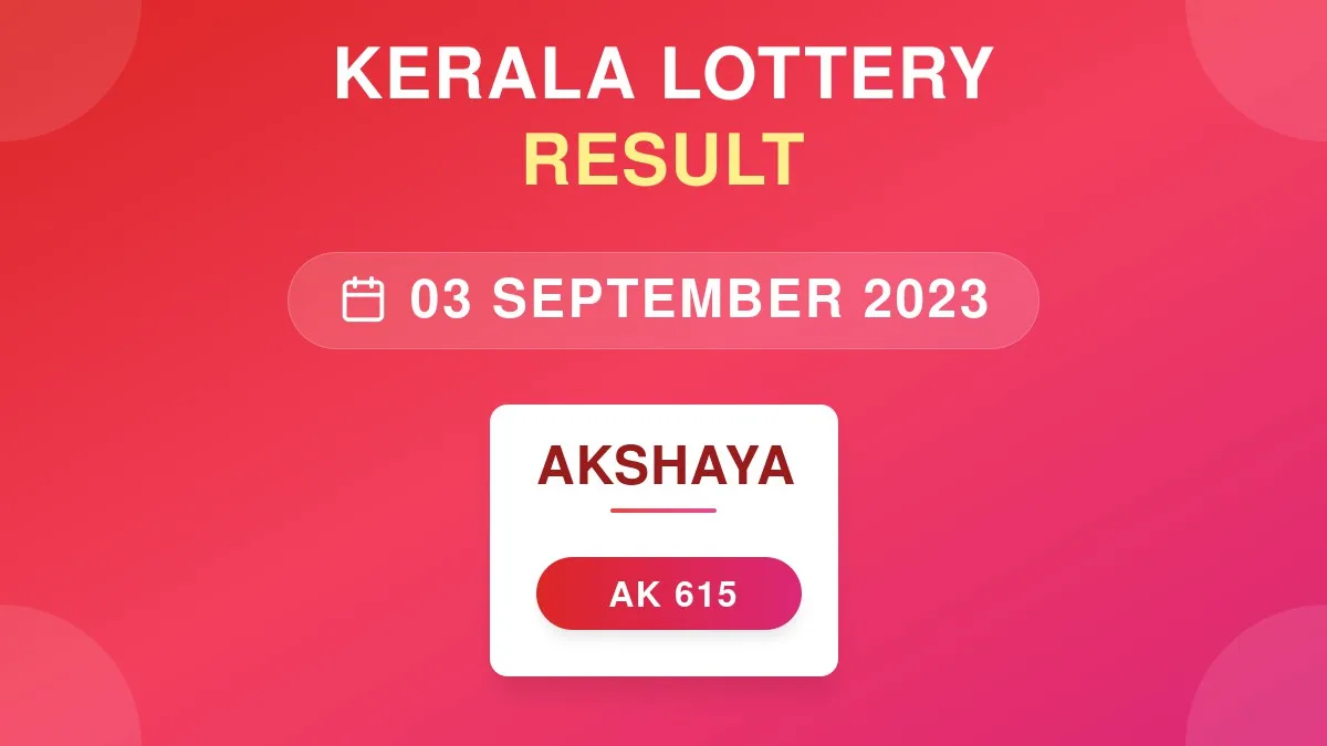 Akshaya Lottery AK-615 Draw Results (03 Sep 2023)