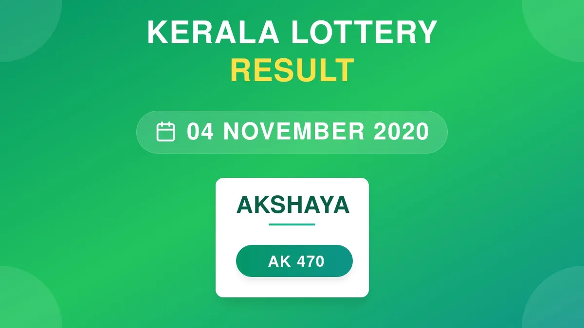 Akshaya Lottery AK-470 Draw Results (04 Nov 2020)