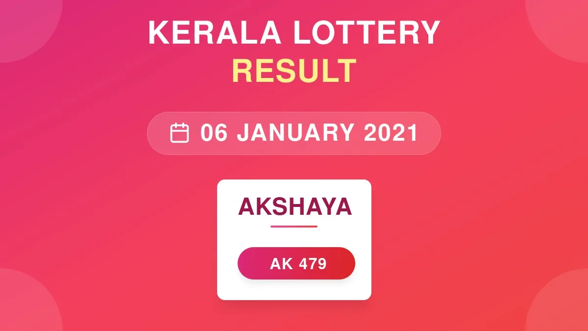 Akshaya Lottery AK-479 Draw Results (06 Jan 2021)