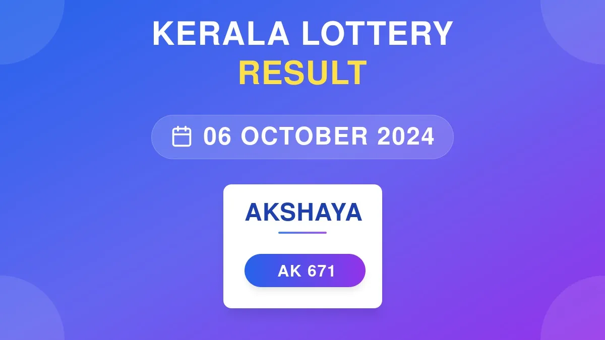 Akshaya Lottery AK-671 Draw Results (06 Oct 2024)
