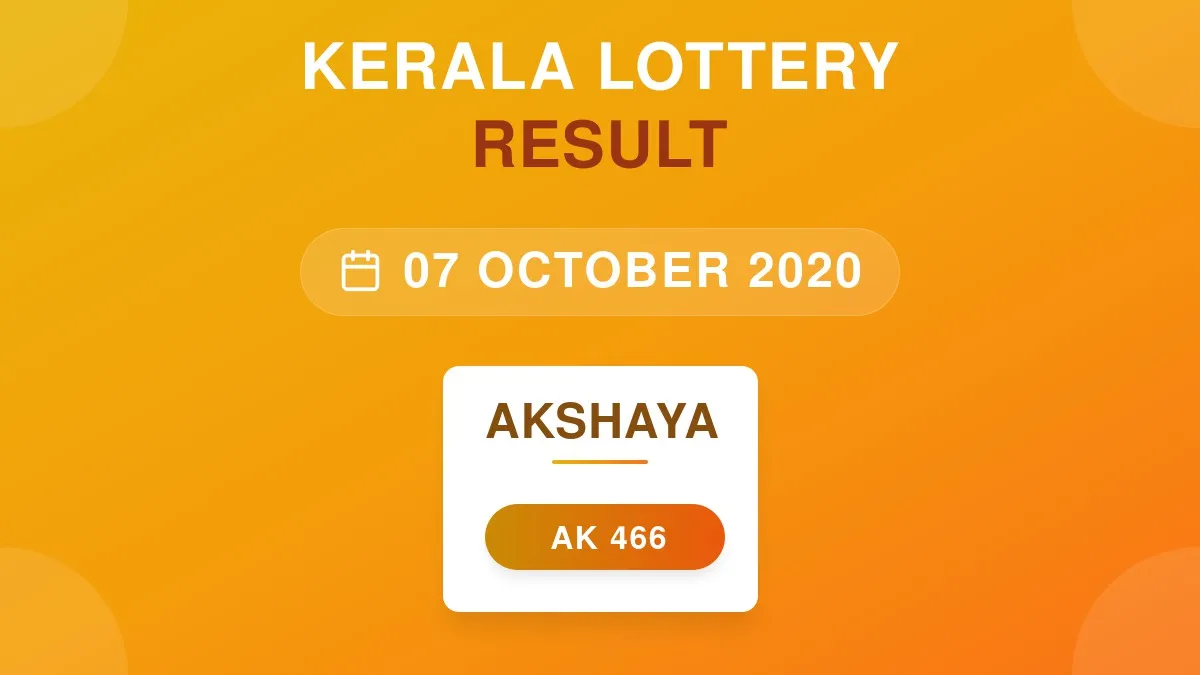 Akshaya Lottery AK-466 Draw Results (07 Oct 2020)