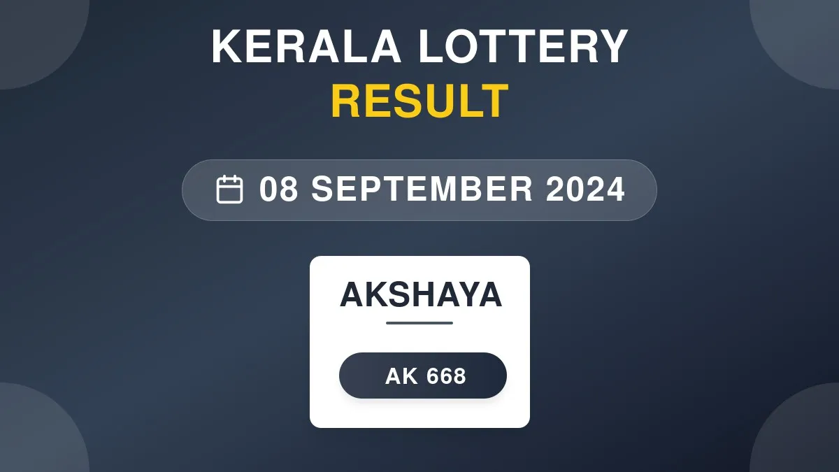 Akshaya Lottery AK-668 Draw Results (08 Sep 2024)
