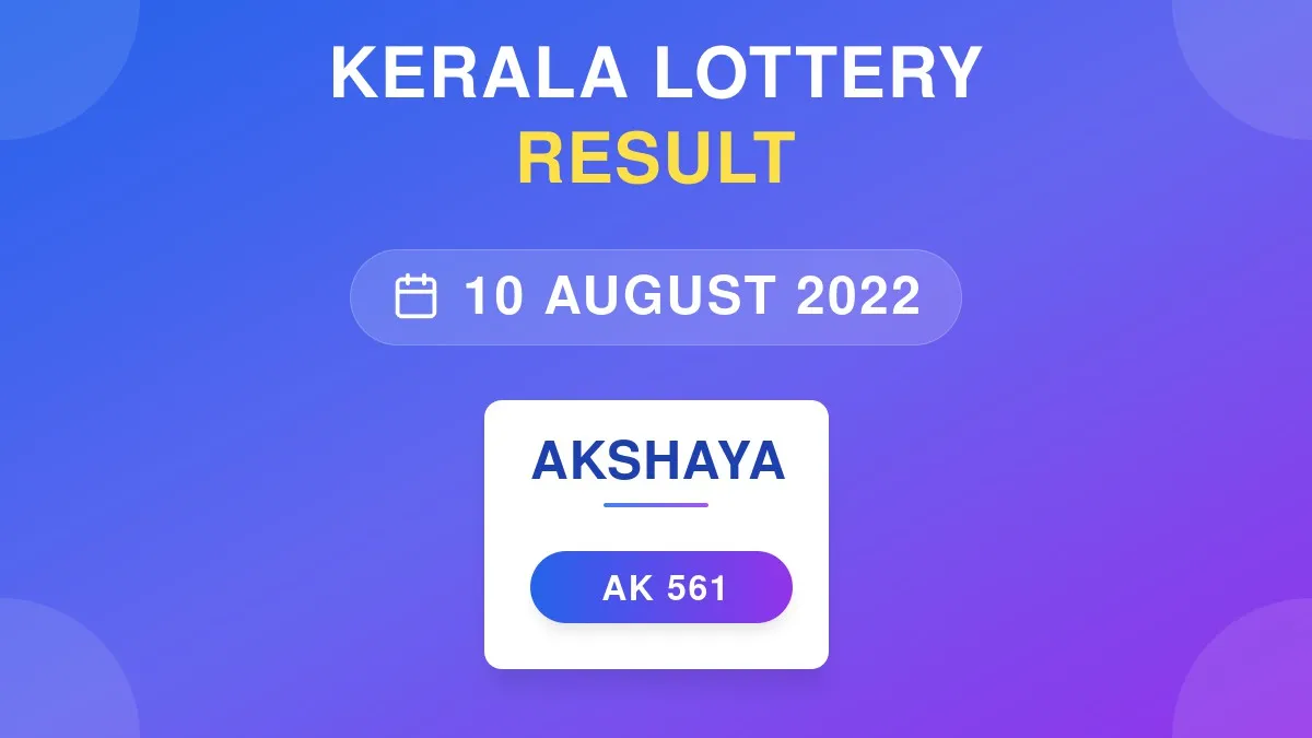 Akshaya Lottery AK-561 Draw Results (10 Aug 2022)